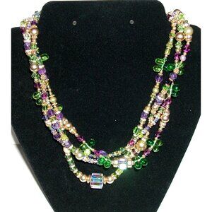 Multi-Strand Beaded Necklace With Gold-Tone Toggle Clasp